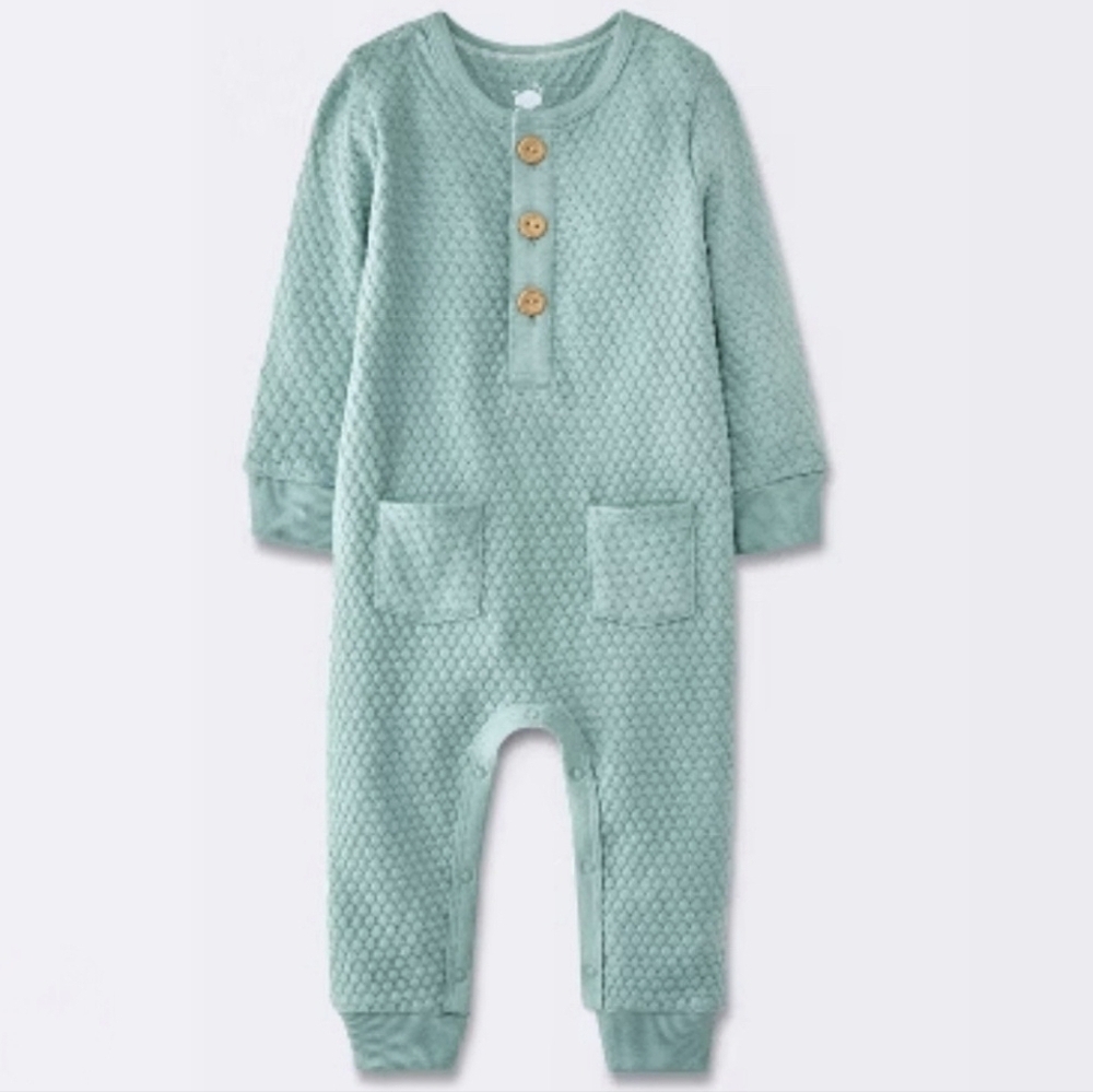 Cloud Island Long Sleeve Sweater Romper Sleeper Blue 24 Months